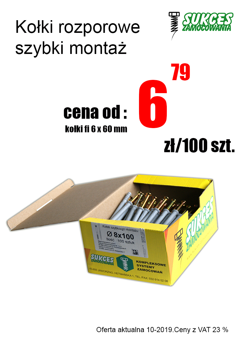 Kołki szybki montaż - najlepsza oferta w sieci sklepów Sukces Zamocowania - najlepsza oferta - cena do jakości 